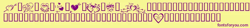 KrValentines2006Four Font – Purple Fonts on Yellow Background