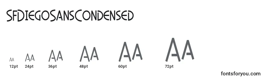 Размеры шрифта SfDiegoSansCondensed