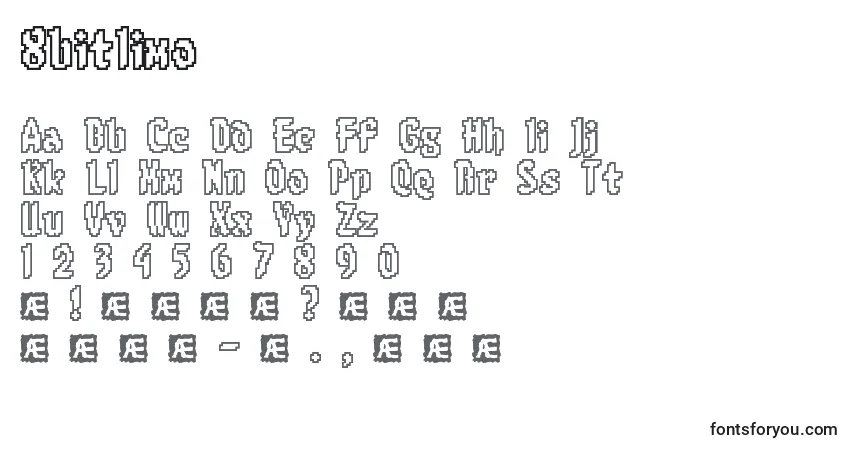 A fonte 8bitlimo – alfabeto, números, caracteres especiais