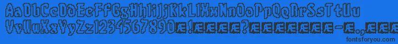 8bitlimo-Schriftart – Schwarze Schriften auf blauem Hintergrund