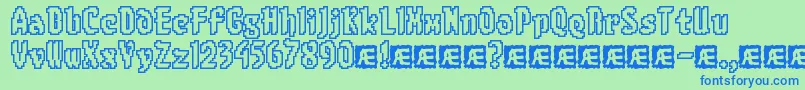 8bitlimo-Schriftart – Blaue Schriften auf grünem Hintergrund