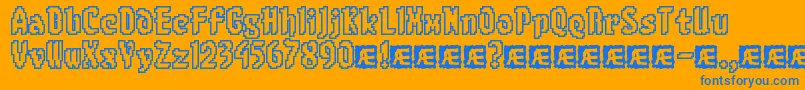 8bitlimo-Schriftart – Blaue Schriften auf orangefarbenem Hintergrund