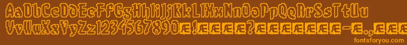 8bitlimo-Schriftart – Orangefarbene Schriften auf braunem Hintergrund