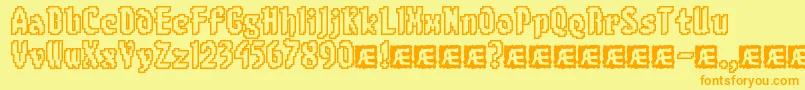 8bitlimo-Schriftart – Orangefarbene Schriften auf gelbem Hintergrund