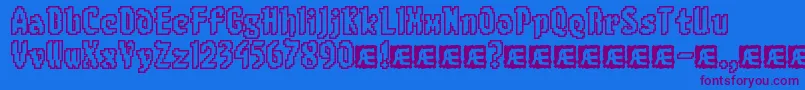 8bitlimo-Schriftart – Violette Schriften auf blauem Hintergrund