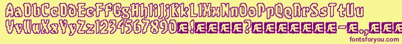 8bitlimo-Schriftart – Violette Schriften auf gelbem Hintergrund