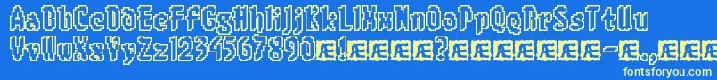 8bitlimo-Schriftart – Gelbe Schriften auf blauem Hintergrund