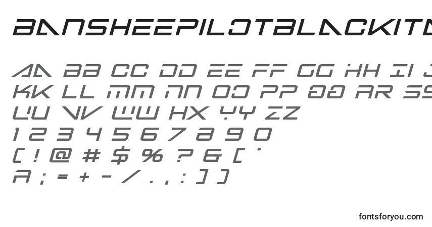 Czcionka Bansheepilotblackital – alfabet, cyfry, specjalne znaki