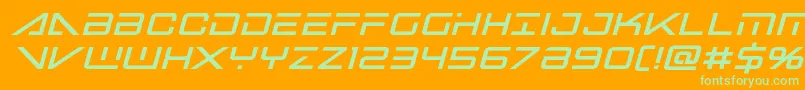 Fonte Bansheepilotblackital – fontes verdes em um fundo laranja