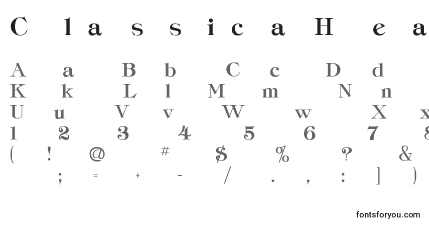A fonte ClassicaHeavyRegular – alfabeto, números, caracteres especiais