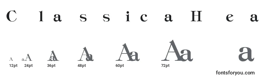 Размеры шрифта ClassicaHeavyRegular