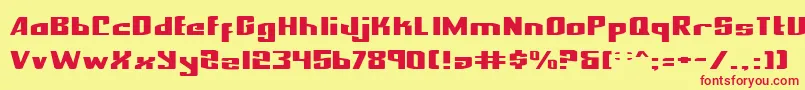 NationalExpressExpanded-Schriftart – Rote Schriften auf gelbem Hintergrund