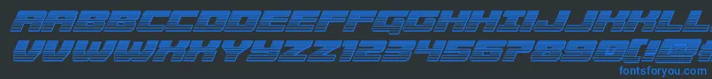 フォントCruiserfortresschromeital – 黒い背景に青い文字