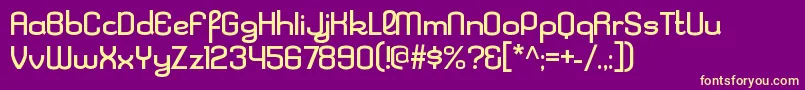 Fonte KleptocracyexRegular – fontes amarelas em um fundo roxo