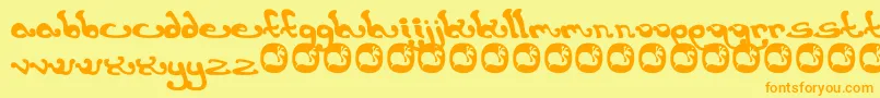 Earthling-Schriftart – Orangefarbene Schriften auf gelbem Hintergrund