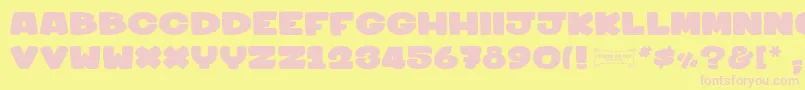Sharkymeduza1-fontti – vaaleanpunaiset fontit keltaisella taustalla