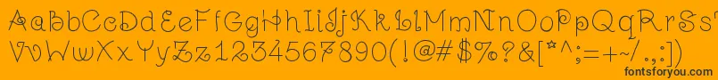 Jugulart-Schriftart – Schwarze Schriften auf orangefarbenem Hintergrund