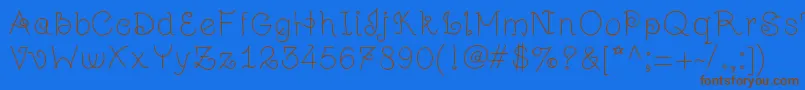 Weitere Informationen zur Jugulart-Schriftart Jugulart-Schriftart – Braune Schriften auf blauem Hintergrund