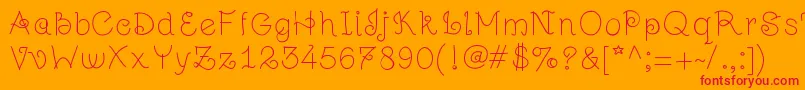 Weitere Informationen zur Jugulart-Schriftart Jugulart-Schriftart – Rote Schriften auf orangefarbenem Hintergrund