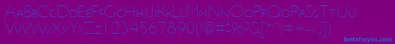 UltimapdbcUltralightsmallc-Schriftart – Blaue Schriften auf violettem Hintergrund