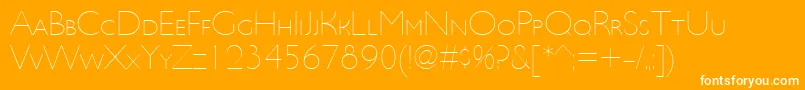 UltimapdbcUltralightsmallc-Schriftart – Weiße Schriften auf orangefarbenem Hintergrund