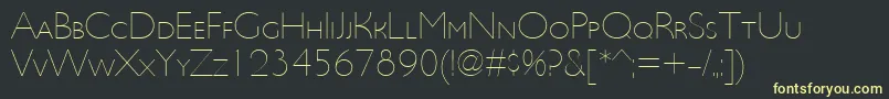 Fonte UltimapdbcUltralightsmallc – fontes amarelas em um fundo preto