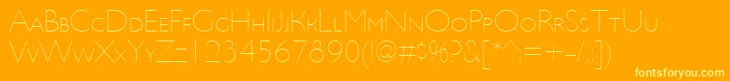 UltimapdbcUltralightsmallc-Schriftart – Gelbe Schriften auf orangefarbenem Hintergrund
