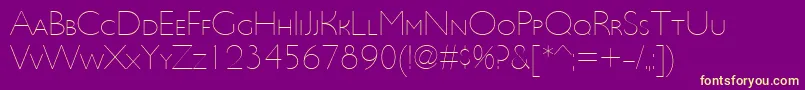 Fonte UltimapdbcUltralightsmallc – fontes amarelas em um fundo roxo