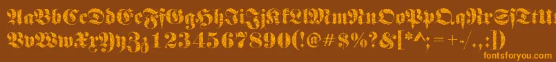 FrakturbrokenglassRegular-Schriftart – Orangefarbene Schriften auf braunem Hintergrund