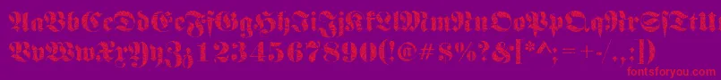 FrakturbrokenglassRegular-Schriftart – Rote Schriften auf violettem Hintergrund