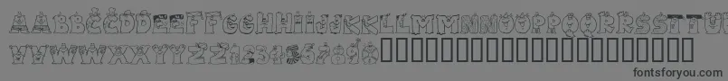 LmsLetterbatFriends-Schriftart – Schwarze Schriften auf grauem Hintergrund