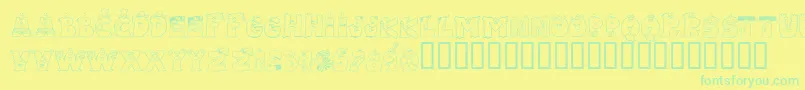 LmsLetterbatFriends Font – Green Fonts on Yellow Background