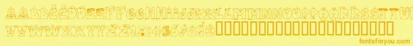 LmsLetterbatFriends Font – Orange Fonts on Yellow Background