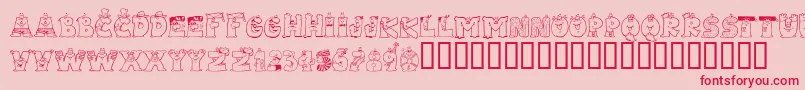 LmsLetterbatFriends-Schriftart – Rote Schriften auf rosa Hintergrund