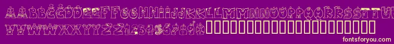 LmsLetterbatFriends Font – Yellow Fonts on Purple Background