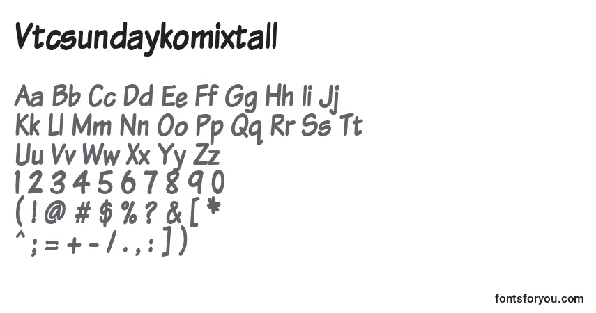 Шрифт Vtcsundaykomixtall – алфавит, цифры, специальные символы