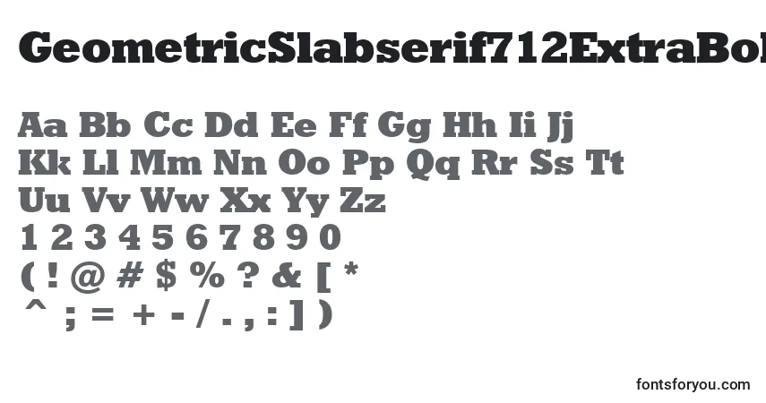 A fonte GeometricSlabserif712ExtraBoldBt – alfabeto, números, caracteres especiais