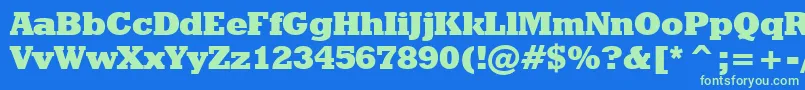 Czcionka GeometricSlabserif712ExtraBoldBt – zielone czcionki na niebieskim tle