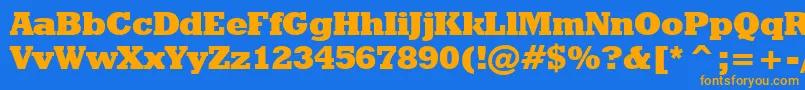 Więcej informacji o czcionce GeometricSlabserif712ExtraBoldBt Czcionka GeometricSlabserif712ExtraBoldBt – pomarańczowe czcionki na niebieskim tle