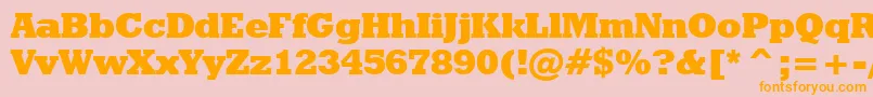 フォントGeometricSlabserif712ExtraBoldBt – オレンジの文字がピンクの背景にあります。