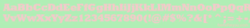 Fonte GeometricSlabserif712ExtraBoldBt – fontes rosa em um fundo verde