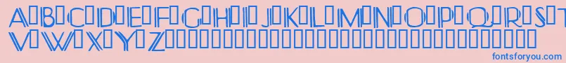 Yonkeris-Schriftart – Blaue Schriften auf rosa Hintergrund