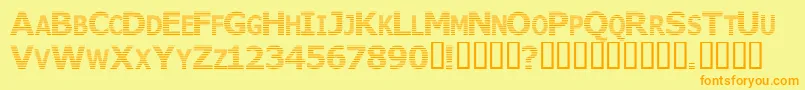 フォントWhereist – オレンジの文字が黄色の背景にあります。