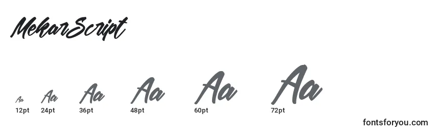 MekarScript Font Sizes