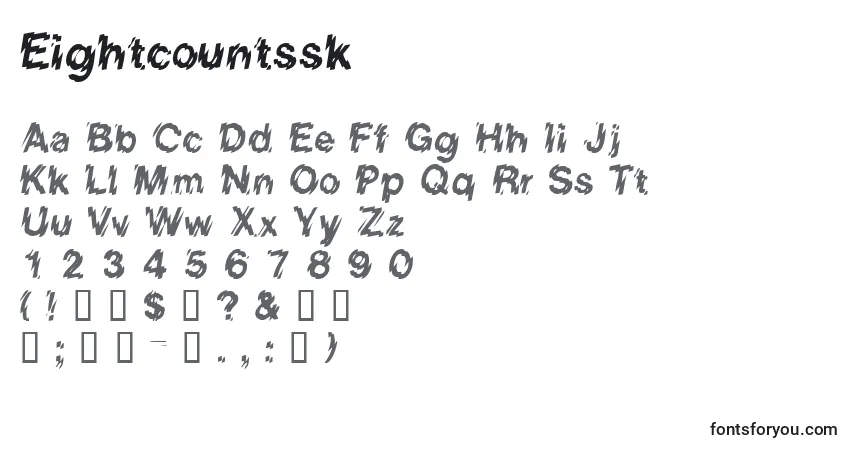 Eightcountssk-fontti – aakkoset, numerot, erikoismerkit