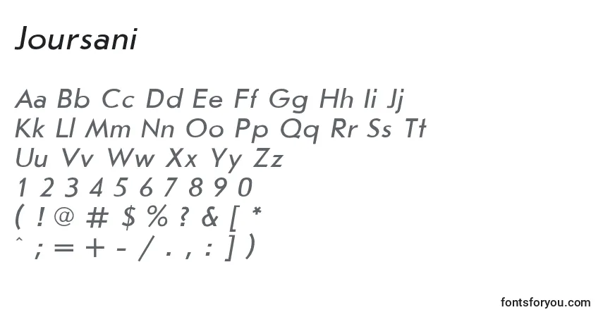 Fuente Joursani - alfabeto, números, caracteres especiales