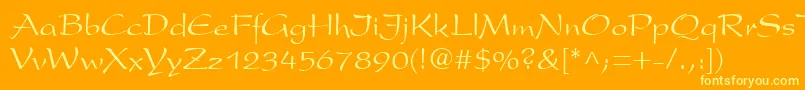 Fonte PresentLtRoman – fontes amarelas em um fundo laranja