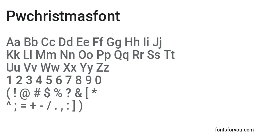 Czcionka Pwchristmasfont – alfabet, cyfry, specjalne znaki