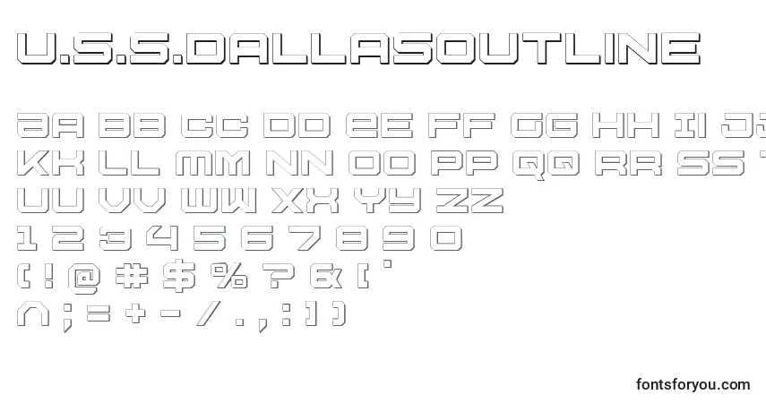 Schriftart U.S.S.DallasOutline – Alphabet, Zahlen, spezielle Symbole