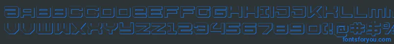 Шрифт U.S.S.DallasOutline – синие шрифты на чёрном фоне